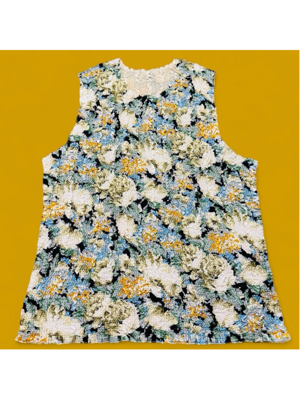 Vintage Y2K Popcorn Shirt Reversible Floral Sleeveless Top Large NWT 90s